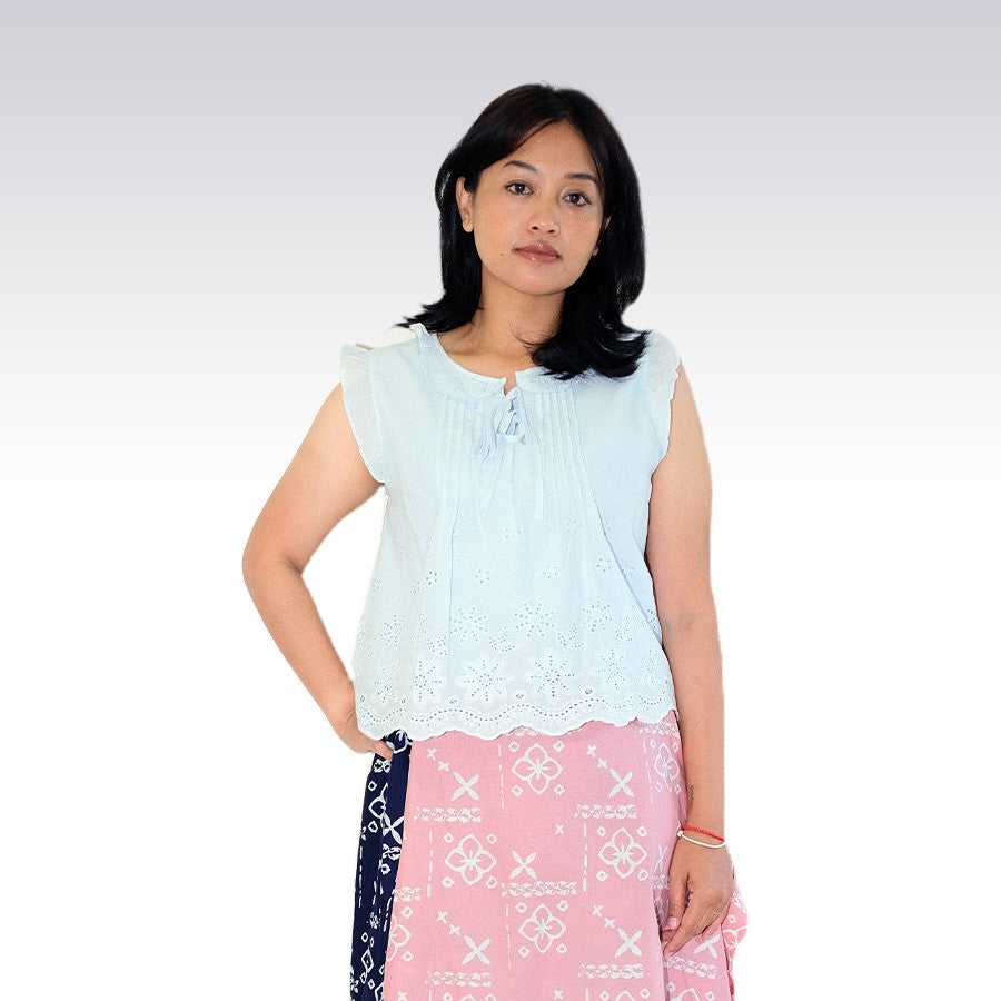 Asterra | Blus Wanita Tanpa Lengan Katun Bordir