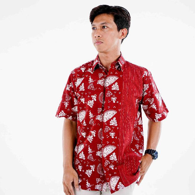 Batik ENOM - Blouse Kinara & Kemeja Skala - Batik Cap Bahan Katun - Baju Batik Wanita Modern - Kemeja Batik Pria Lengan Pendek - Rasa Tropical Series
