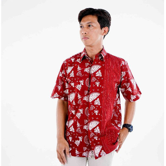 Batik ENOM - Blouse Kinara & Kemeja Skala - Batik Cap Bahan Katun - Baju Batik Wanita Modern - Kemeja Batik Pria Lengan Pendek - Rasa Tropical Series