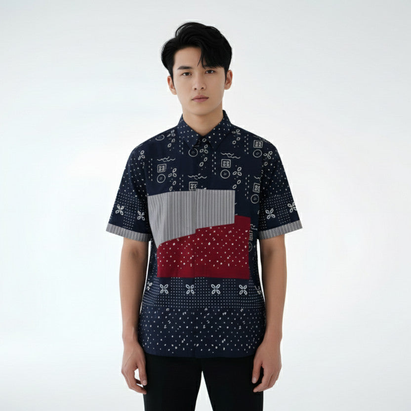 KEMEJA SLIM FIT PD S NAVY CAP SINAR KASIH BINTANG Z10076