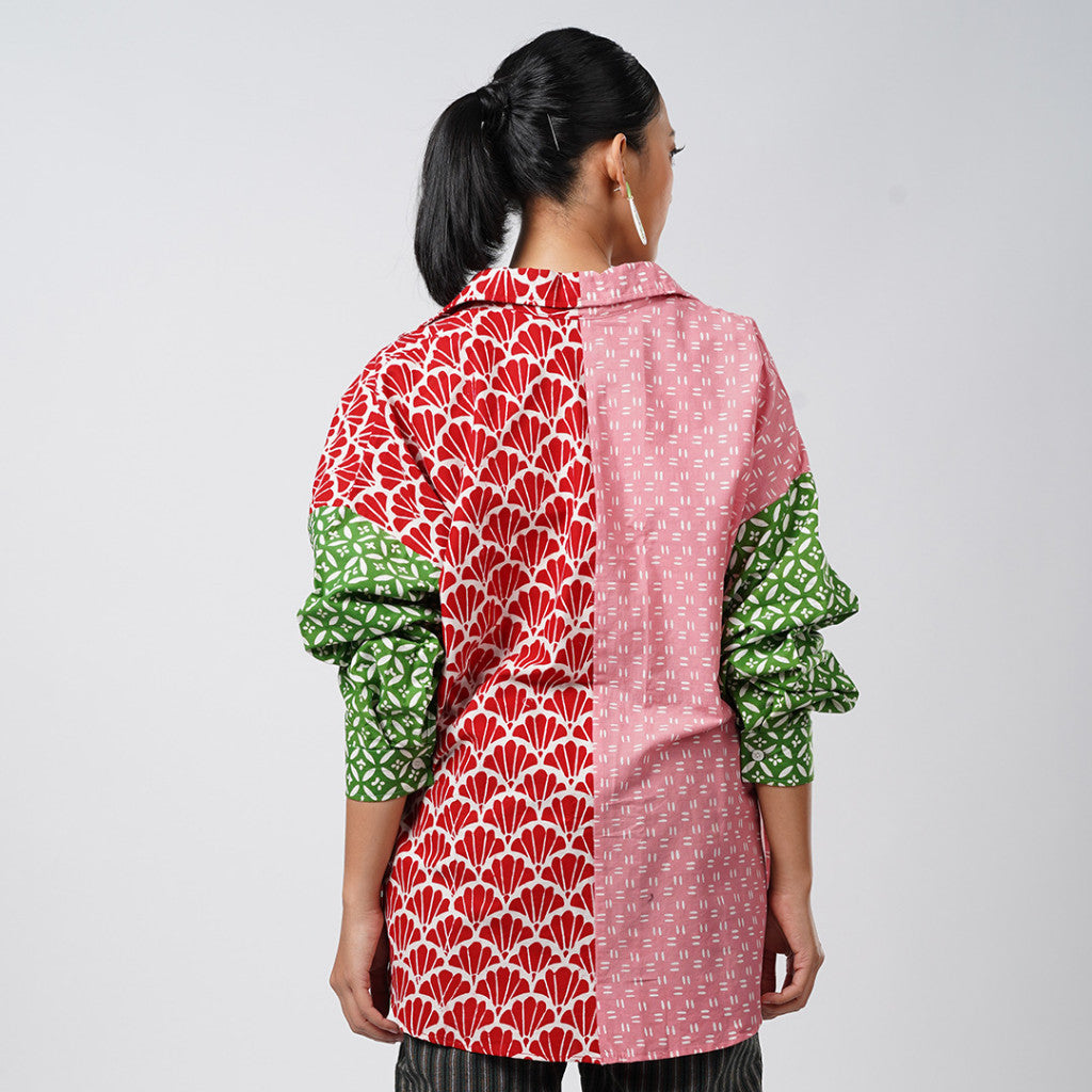 Batik ENOM - Blouse Loli - Batik Cap Bahan Katun - Blouse Batik Wanita Modern - Patchwork Series