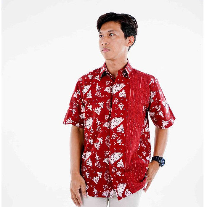 Batik ENOM - Blouse Kinara & Kemeja Skala - Batik Cap Bahan Katun - Baju Batik Wanita Modern - Kemeja Batik Pria Lengan Pendek - Rasa Tropical Series