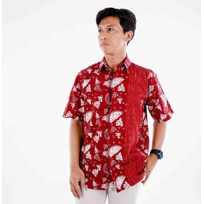 Batik ENOM - Blouse Kinara & Kemeja Skala - Batik Cap Bahan Katun - Baju Batik Wanita Modern - Kemeja Batik Pria Lengan Pendek - Rasa Tropical Series
